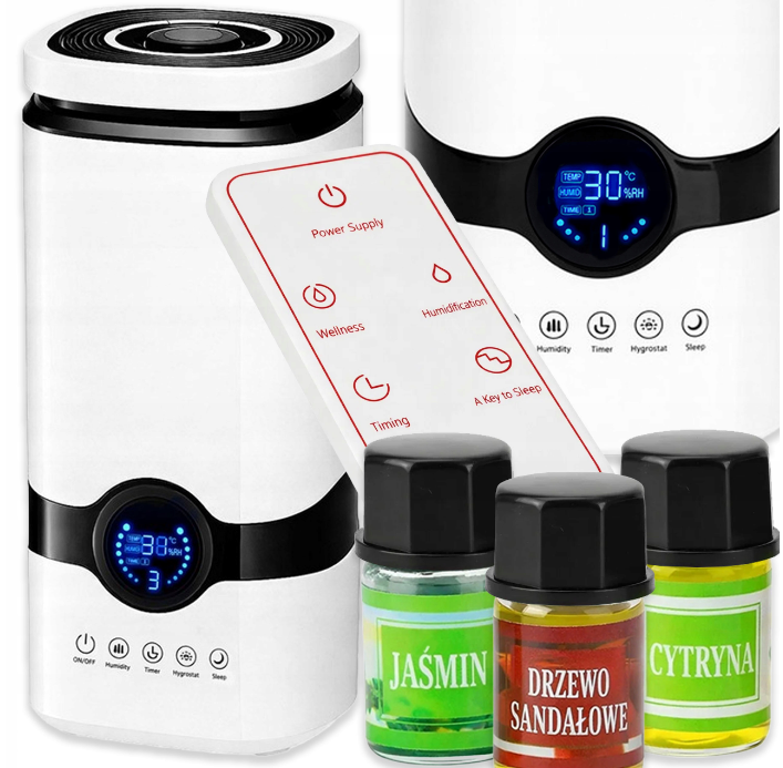 NAWILŻACZ POWIETRZA AUTOMATYCZNY ZAPACHOWY AROMATERAPIA DYFUZOR 3 OLEJKI